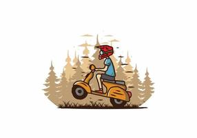 scooter debout dans l'illustration de la forêt vecteur