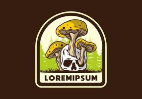 champignon poussant sur l'illustration du crâne humain vecteur