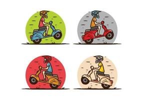 scooter debout dans l'illustration de la forêt vecteur