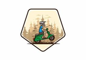 scooter debout dans l'illustration de la forêt vecteur