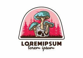 champignon poussant sur l'illustration du crâne humain vecteur