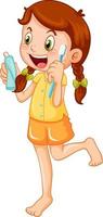 personnage de dessin animé de jolie fille se brosser les dents vecteur