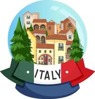 étiquette de bannière italie avec des bâtiments de maison vecteur