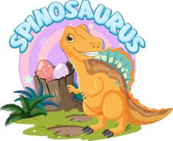 petit personnage de dessin animé de dinosaure spinosaurus mignon vecteur