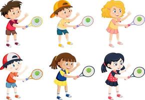 caricature de joueurs de tennis pour enfants vecteur