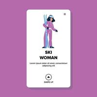 ski femme activité reste sur le vecteur de vacances d'hiver