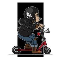 dessin animé singe équitation scooter vecteur