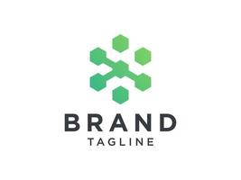 logo de la lettre initiale t. style linéaire de forme géométrique verte isolé sur fond blanc. utilisable pour les logos d'entreprise et de marque. élément de modèle de conception de logo vectoriel plat.