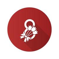 icône de glyphe grandissime design plat de la journée internationale de la femme. bouquet de fleurs et numéro 8. 8 mars. illustration vectorielle silhouette vecteur