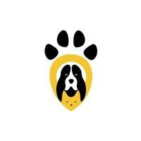 modèle de logo, logo de clinique vétérinaire avec l'image d'un chien, chien d'affiche d'animalerie vecteur