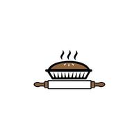icône de tarte, étiquette de boulangerie, logo de boulanger, icône de tarte, logo de cuisson, logo de tarte aux pommes rétro. vecteur