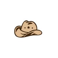 icône de chapeau de cow-boy, chapeau rétro, conception d'emblème sur fond blanc vecteur