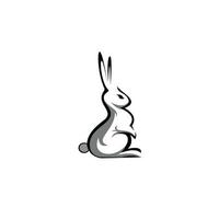 logo de lapin assis isolé sur fond blanc. vecteur