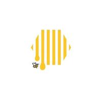 ruche avec des abeilles volant autour de l'illustration de dessin animé, concept de produits de miel biologique, conception d'emballage, vecteur