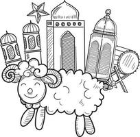 eid adha ramadan moubarak dessin au trait vecteur