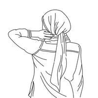 femme, hijab, mode, musulman, dessin trait, vecteur