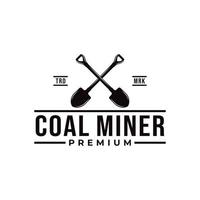 graphique vectoriel du logo de l'extraction du charbon dans un style vintage. illustration de symbole d'outil mineur sur fond blanc.