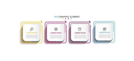 vecteur de modèle de conception d'infographie d'entreprise moderne avec des icônes et 4 options ou étapes. peut être utilisé pour le diagramme de processus, les présentations, la mise en page du flux de travail, la bannière, l'organigramme, le graphique d'informations. eps10