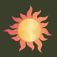 soleil céleste boho style vintage en astrologie. soleil avec rayons isolés. symbole occulte ésotérique pour le tarot. illustration vectorielle. vecteur