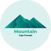 concept de logo de montagne avec fond rond vecteur