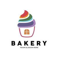 logo de pain, illustration de conception de nourriture de blé, vecteur de boulangerie, cupcake