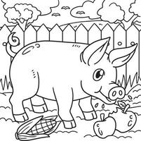 coloriage de cochon pour les enfants vecteur