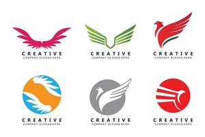 création de logo d'aile d'aigle, illustration d'animal d'oiseau volant, marque d'entreprise