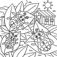 coloriage de trois coccinelles pour les enfants vecteur