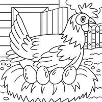 coloriage de poulet poule pour les enfants vecteur