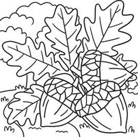 coloriage de gland de thanksgiving et de feuilles d'automne vecteur