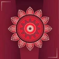 fond de mandala avec une couleur rouge foncé derrière. vecteur