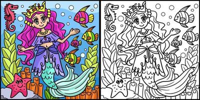 princesse sirène coloriage illustration vecteur