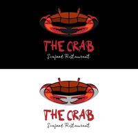 crabe rouge avec grosse griffe pour une idée de conception de logo de restaurant de fruits de mer vintage rétro vecteur