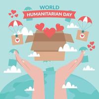 journée mondiale de l'aide humanitaire avec concept de charité de boîte vecteur