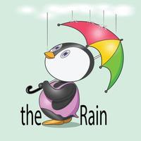 un pingouin utilise un parapluie quand il pleut vecteur
