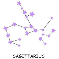 constellation du signe du zodiaque sagittaire. constellation isolé sur fond blanc vecteur