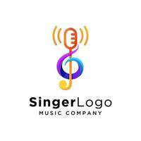 vecteur premium de conception de logo de musique de chanteur coloré