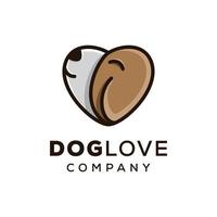 amour pour animaux de compagnie, logo de concept d'amour de chien, logo d'animal de coeur d'amour de chien vecteur d'illustration vectorielle