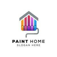 service de peinture de maison, décoration et réparation icône multicolore. logo vectoriel, étiquette, conception d'emblème. concept pour la décoration de la maison, la construction,