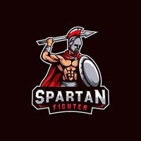 logo des guerriers spartiates, modèle de logo de combattant spartiate pour les jeux ou l'équipe de sport électronique vecteur