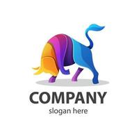 vecteur premium d'illustration de logo de taureau en colère coloré