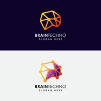cerveau technologie numérique logo design vecteur élément symbole icône