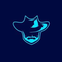 american bandit cowboy logo ligne pop art potrait design coloré avec fond sombre. illustration vectorielle abstraite. vecteur