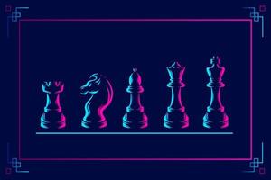 ligne d'échecs pop art potrait logo design coloré avec un fond sombre. illustration vectorielle abstraite. fond noir isolé pour t-shirt, affiche, vêtements, merch, vêtements, conception de badges vecteur