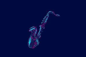 création de logo coloré d'art de ligne de saxophone. illustration vectorielle abstraite. vecteur