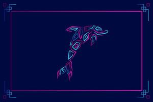 dauphin logo ligne néon art portrait design coloré avec un fond sombre. illustration vectorielle abstraite vecteur