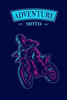 ligne de cycliste de motocross. logo pop-art. design coloré avec un fond sombre. illustration vectorielle abstraite. fond noir isolé pour t-shirt, affiche, vêtements, merch, vêtements, conception de badges vecteur