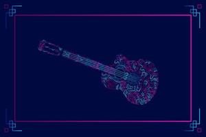 conception de logo coloré d'art de ligne de guitare. illustration vectorielle abstraite. vecteur