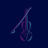 conception de logo coloré d'art de ligne de néon de violon. illustration vectorielle abstraite. vecteur