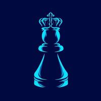 échecs reine ligne pop art potrait logo design coloré avec un fond sombre. illustration vectorielle abstraite. fond noir isolé pour t-shirt, affiche, vêtements, merch, vêtements, conception de badges